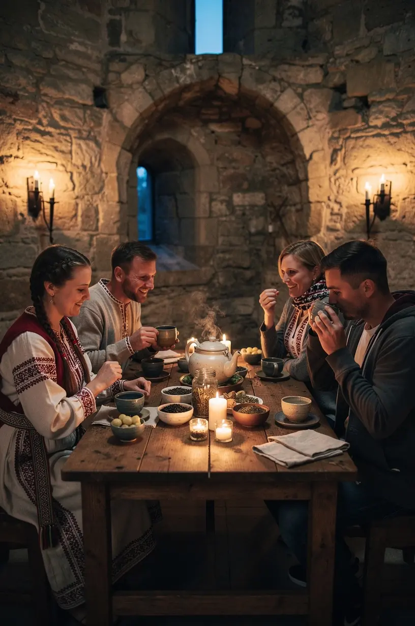 Minimalistinis darbo stalas su arbatos servizu ir natūralios šviesos apšvietimu