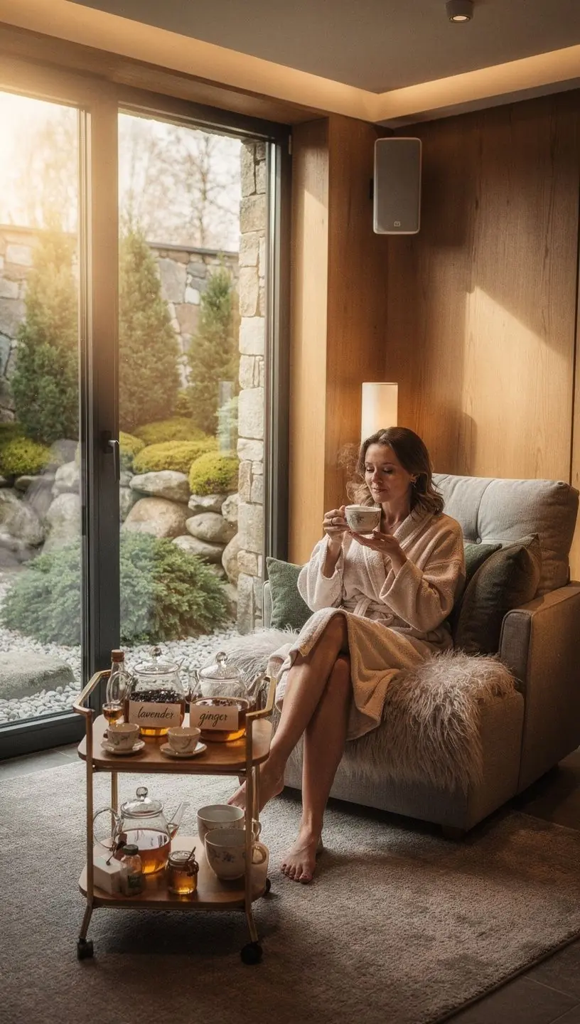 Stilingas dienoraštis su rašymo priemonėmis ir arbatos puodeliu, simbolizuojantis kasdienę praktiką