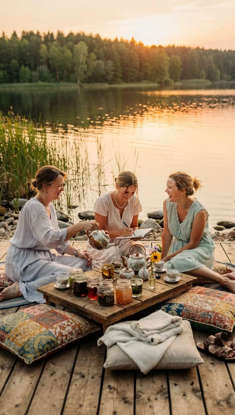 Šilta arbatos puodelio kompozicija ant medinio stalo ramiai poilsiui skatinti